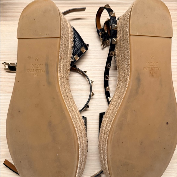 Valentino Garavani Black Studded Leather Espadrille Sandals - Picture 3 of 4